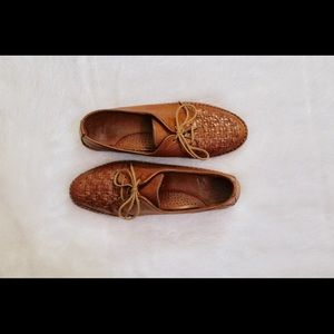 Leather Basket Weave Brown Loafers